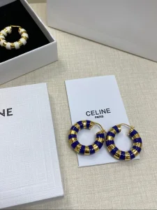 (image for) Celine Gold Navy frosted Earrings