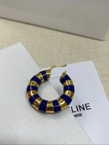 (image for) Celine Gold Navy frosted Earrings