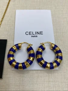 (image for) Celine Gold Navy frosted Earrings