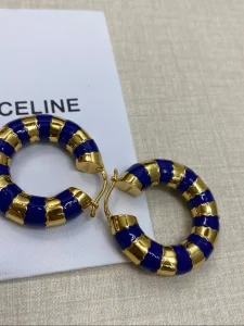 (image for) Celine Gold Navy frosted Earrings