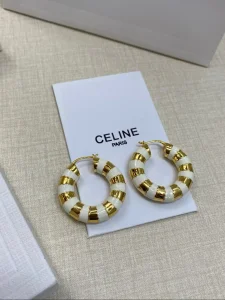 (image for) Celine Gold White frosted Earrings