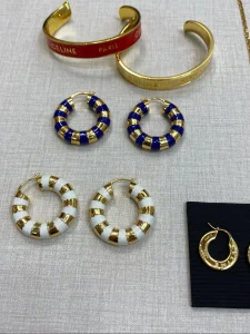 (image for) Celine Gold White frosted Earrings
