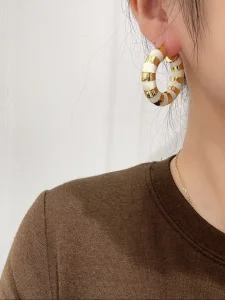 (image for) Celine Gold White frosted Earrings