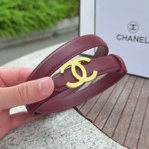 (image for) Chanel CC Logo Red Leather Belt 20MM