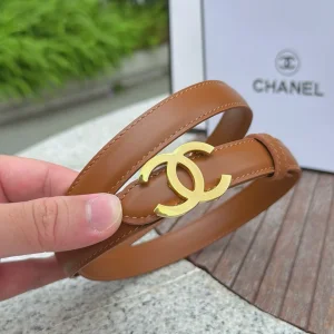 (image for) Chanel CC Logo Tan Leather Belt 20MM