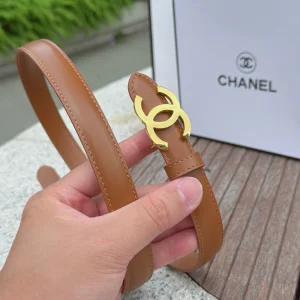 (image for) Chanel CC Logo Tan Leather Belt 20MM