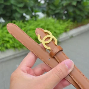 (image for) Chanel CC Logo Tan Leather Belt 20MM