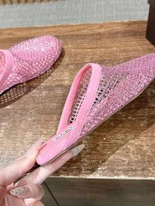 (image for) Alaia Fishnet Flat Mules Pink