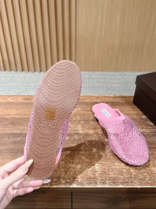 (image for) Alaia Fishnet Flat Mules Pink