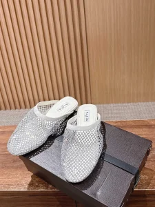 (image for) Alaia Fishnet Flat Mules White