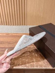 (image for) Alaia Fishnet Flat Mules White