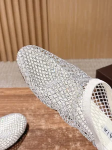 (image for) Alaia Fishnet Flat Mules White