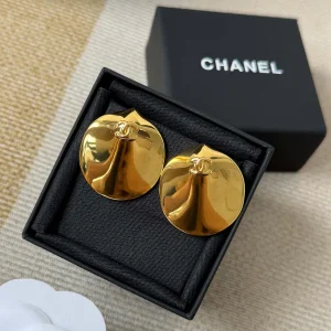 Chanel CC Gold Metal Stud Earrings