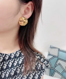 (image for) Chanel CC Gold Metal Stud Earrings