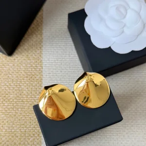 (image for) Chanel CC Gold Metal Stud Earrings