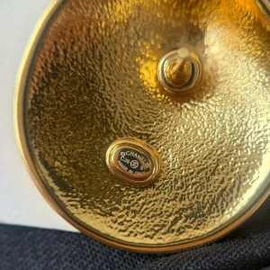 (image for) Chanel CC Gold Metal Stud Earrings