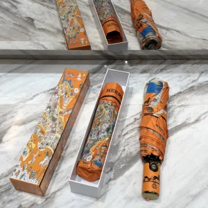 (image for) Hermess Vintage Printed Umbrella Orange
