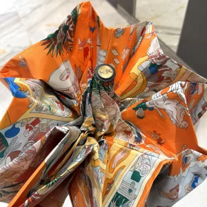 (image for) Hermess Vintage Printed Umbrella Orange