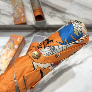 (image for) Hermess Vintage Printed Umbrella Orange