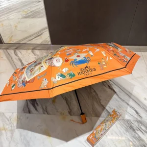 (image for) Hermess Vintage Printed Umbrella Orange