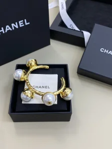 (image for) Chanel CC Pearl Open Cuff Bracelets
