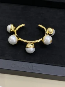 (image for) Chanel CC Pearl Open Cuff Bracelets