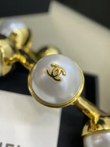 (image for) Chanel CC Pearl Open Cuff Bracelets