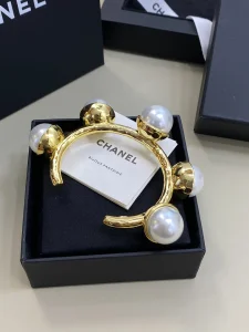 (image for) Chanel CC Pearl Open Cuff Bracelets