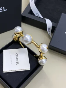 (image for) Chanel CC Pearl Open Cuff Bracelets