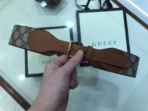 Luxury Womens Belts Gucci GG Supreme Tan Leather and Horsebit Belt A175PP240 AA146170