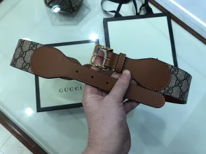 Luxury Womens Belts Gucci GG Supreme Tan Leather and Horsebit Belt A175PP240 AA146170