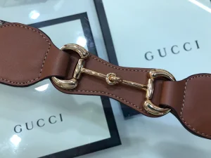 Luxury Womens Belts Gucci GG Supreme Tan Leather and Horsebit Belt A175PP240 AA146170