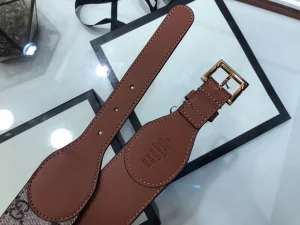Luxury Womens Belts Gucci GG Supreme Tan Leather and Horsebit Belt A175PP240 AA146170