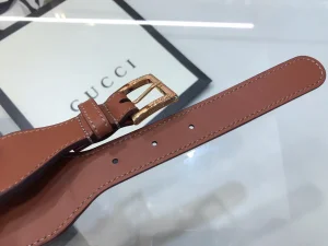Luxury Womens Belts Gucci GG Supreme Tan Leather and Horsebit Belt A175PP240 AA146170