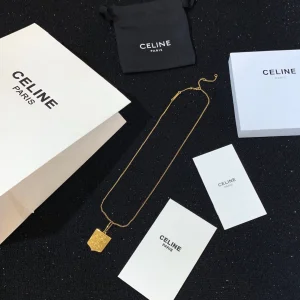 Luxury Womens Jewelry Celine Triomphe Gold Logo Necklace A205PP150 AA146207