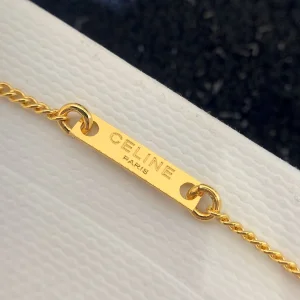 Luxury Womens Jewelry Celine Triomphe Gold Logo Necklace A205PP150 AA146207