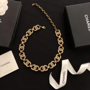Luxury Womens Jewelry Chanel Crystals CC Logo Link Necklace A39PP190 AA146345