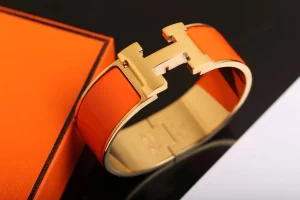 Luxury Womens Jewelry Hermes Clic Clac H Wide Bracelet Orange A205PP240 AA146899