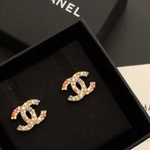 Luxury Womens Jewelry Chanel Vintage Crystals CC Logo Earrings A39PP120 AA146983
