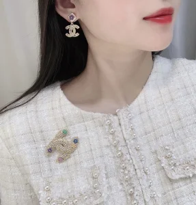 Luxury Womens Jewelry Chanel Multicolor Pearls CC Logo Earrings A205PP160 AA149012