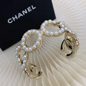 Chanel Vintage Pearls CC Logo Coco Bracelets 