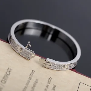 Luxury Womens Jewelry Cartier Vip Diamonds Love Bracelet in Silver A205PP680 AA150075