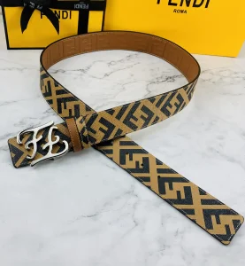 Luxury Womens Belts Fendi Karligraphy Buckle Belt in Tan Calfskin A175PP240 AA150765