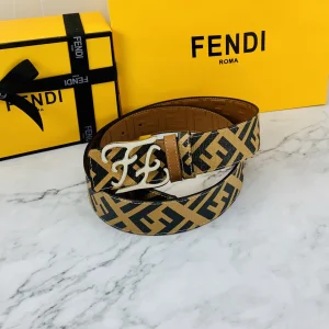 Luxury Womens Belts Fendi Karligraphy Buckle Belt in Tan Calfskin A175PP240 AA150765
