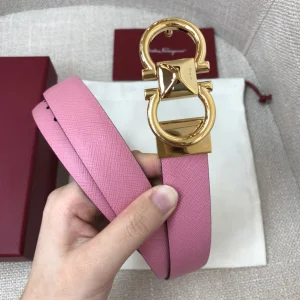 Ferragamo Gancini Women Belt Pink Calfskin 25MM 