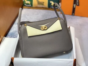 Hermes Lindy Crossbody Bag Grey Leather