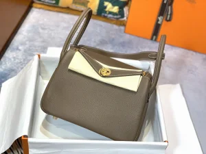 Hermes Lindy Crossbody Bag Grey Leather