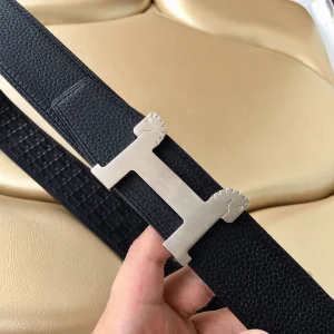 Luxury Womens Belts Hermes Horses Buckle Leather Belt in Black 40MM A175PP240 AA153453