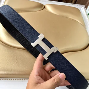 Luxury Womens Belts Hermes Horses Buckle Leather Belt in Blue 40MM A175PP240 AA153454