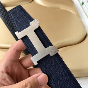Luxury Womens Belts Hermes Horses Buckle Leather Belt in Blue 40MM A175PP240 AA153454